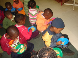 Junior Class pupils eating their soup