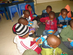 Junior Class children sharing their fruit salad.